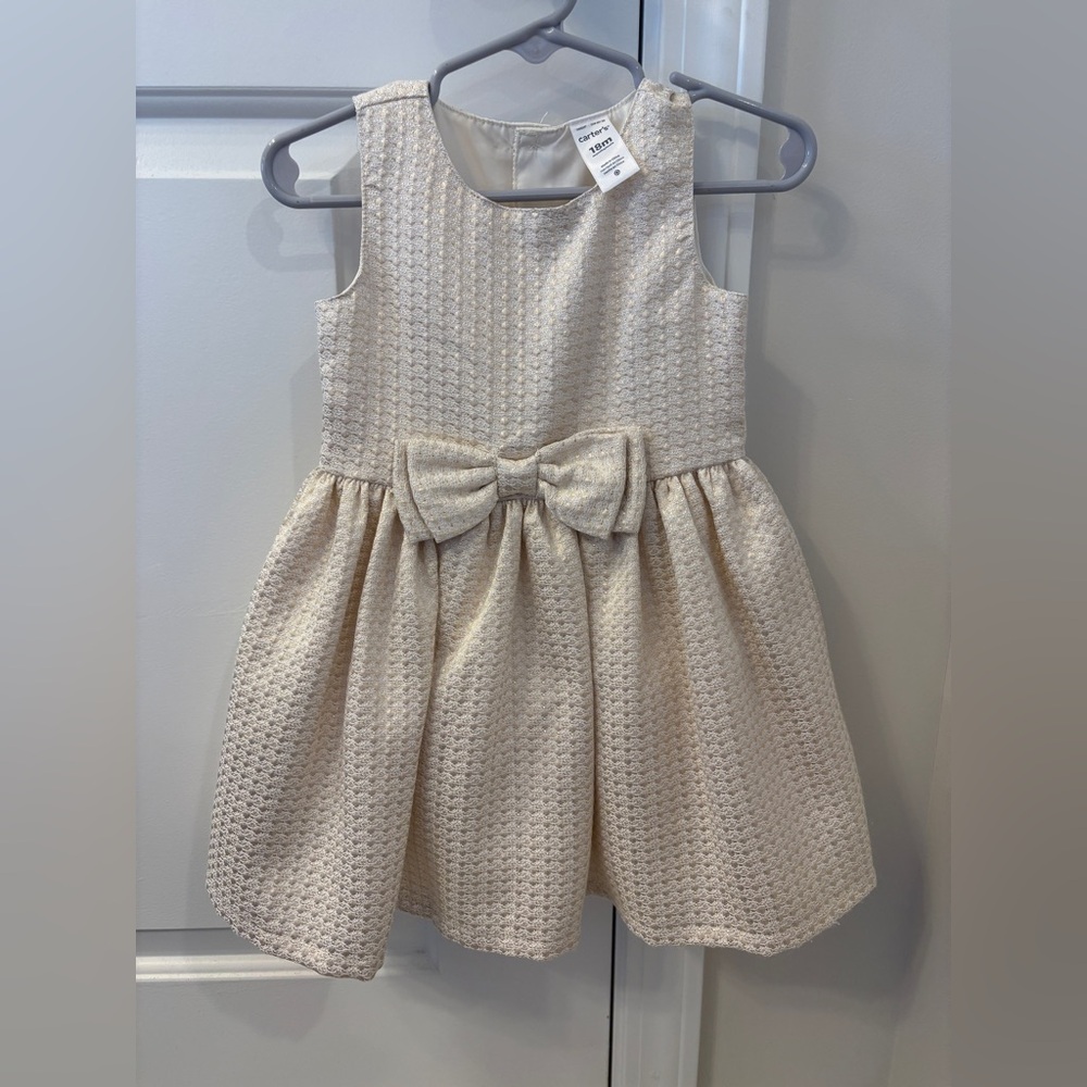 Carter's Toddler Girls Cream Gold Shimmer Sleeveless Dress 12-18 months